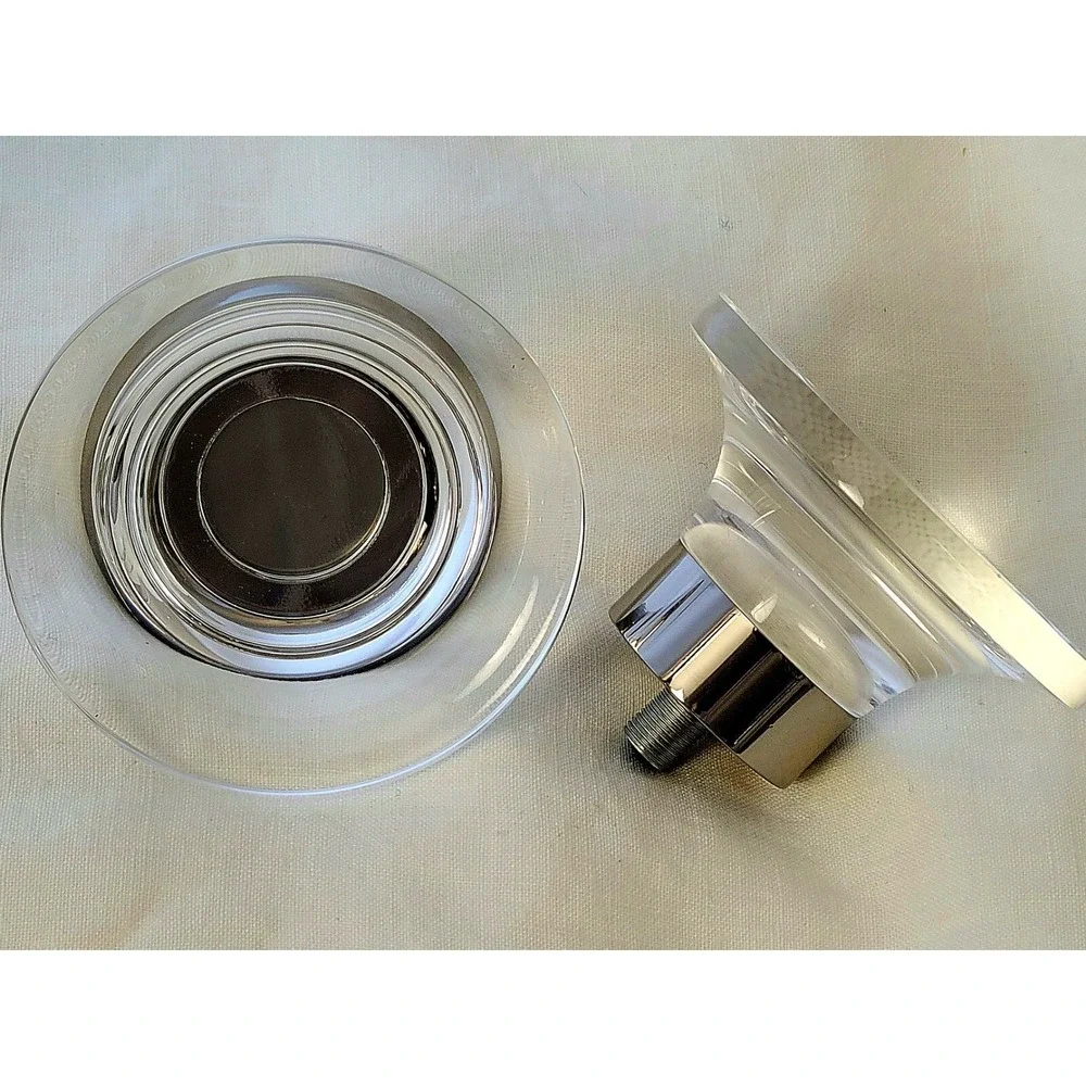 pair of Restoration Hardware Bayonne chrome finish crystal glass finials new